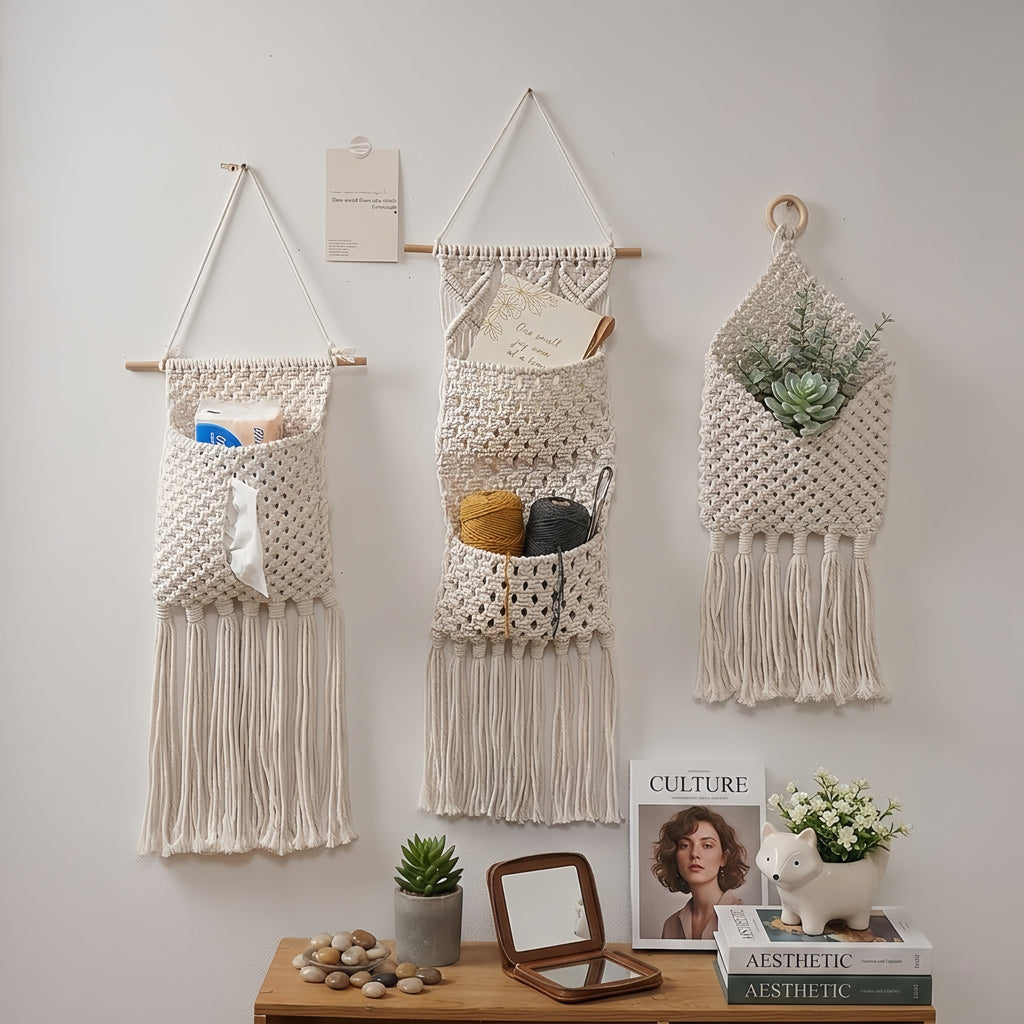 Boho Macrame Magazine Holder